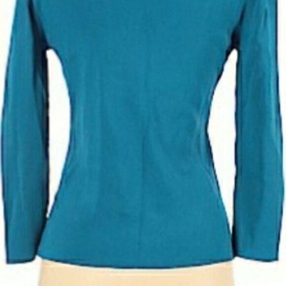 Ruby Rd. Sweater Fitted Stretch Beaded Jeweled Scoop Neck Turquoise Size S - Picture 8 of 11
